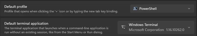 PowerShell and Windows Terminal default